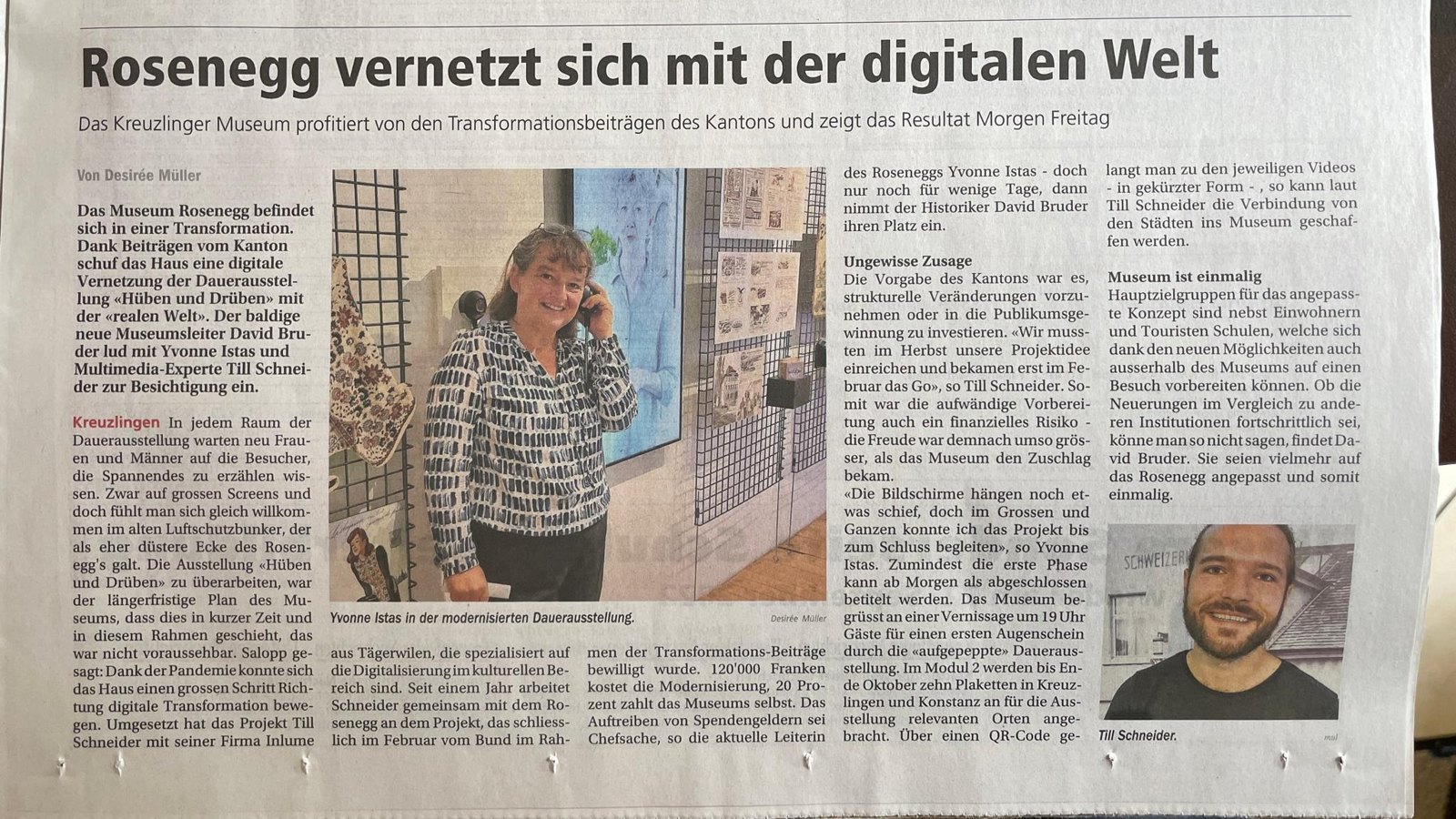 Zeitungsseite mit der Überschrift: Rosenegg vernetzt sich mit der digitalen Welt